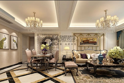 合肥市新錦成&middot;拾光云錦美式風(fēng)格三居室裝修案例